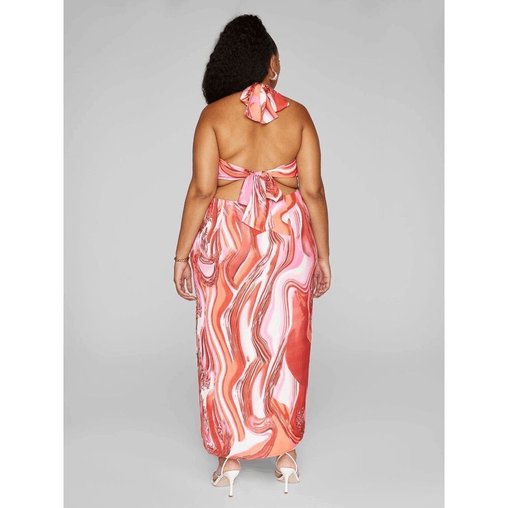 Fashion to Figure Pink and White Swirl Maxi Dress - Picture 2 of 2